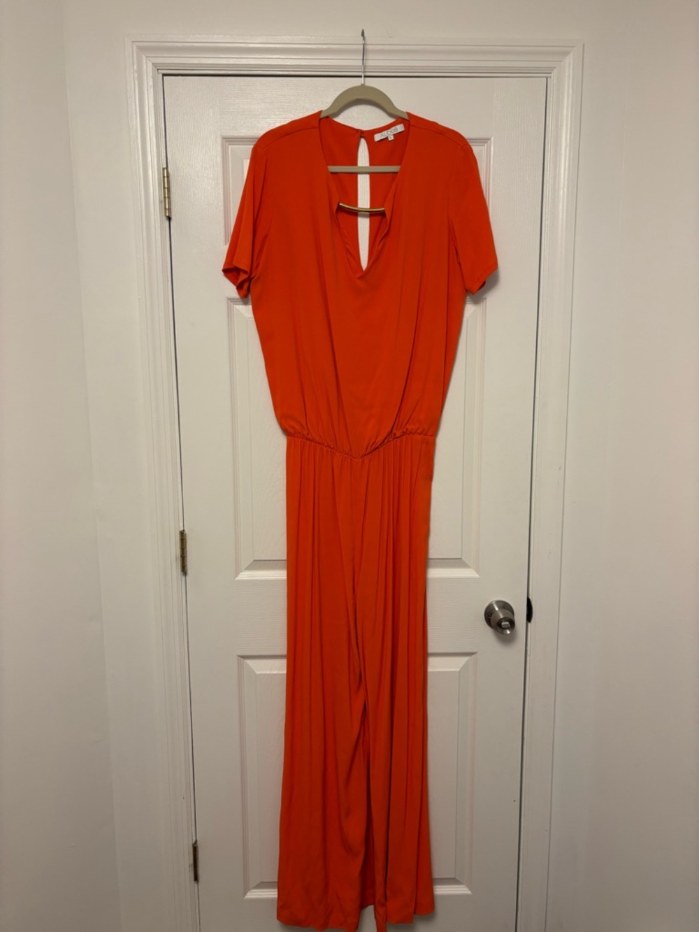 Alexis Orange Wide Leg Jumpsuit Size Large Resort Vacation Draped Neckline